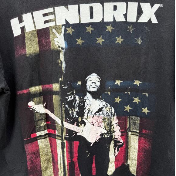 Jimi Hendrix American Flag rock music Authentic black shirt Size Large - Picture 4 of 6